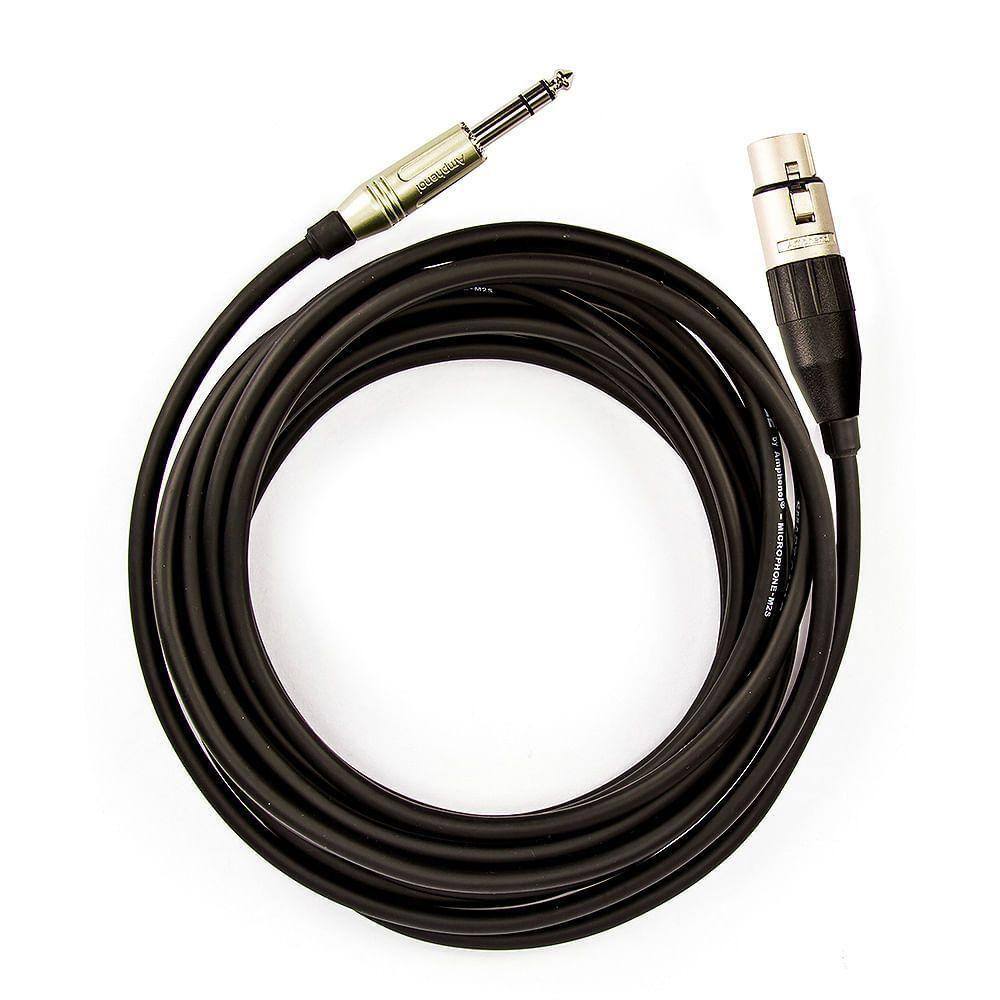 Cabo De Microfone P10 Estereo Para Xlr Femea Amphenol - 1 Metro