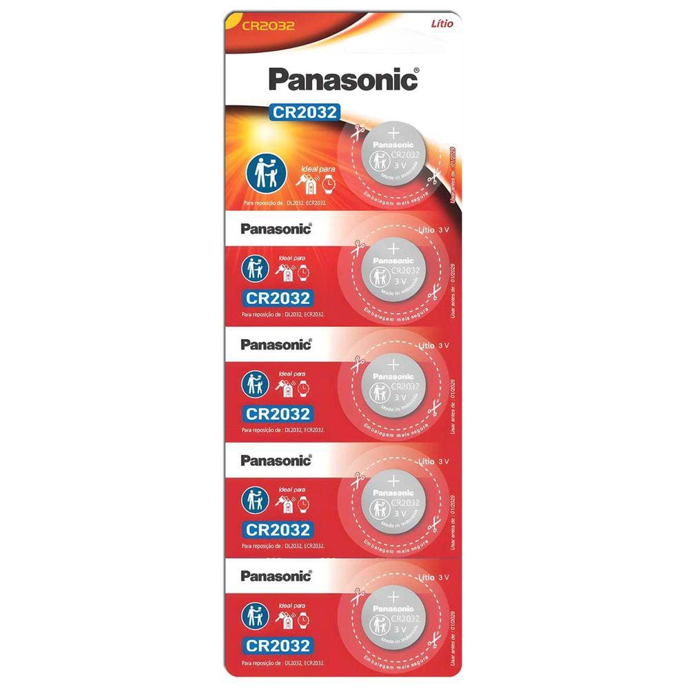 Kit 20 Pilha Moeda Bateria 3V Panasonic CR2032 - 4 Cartelas