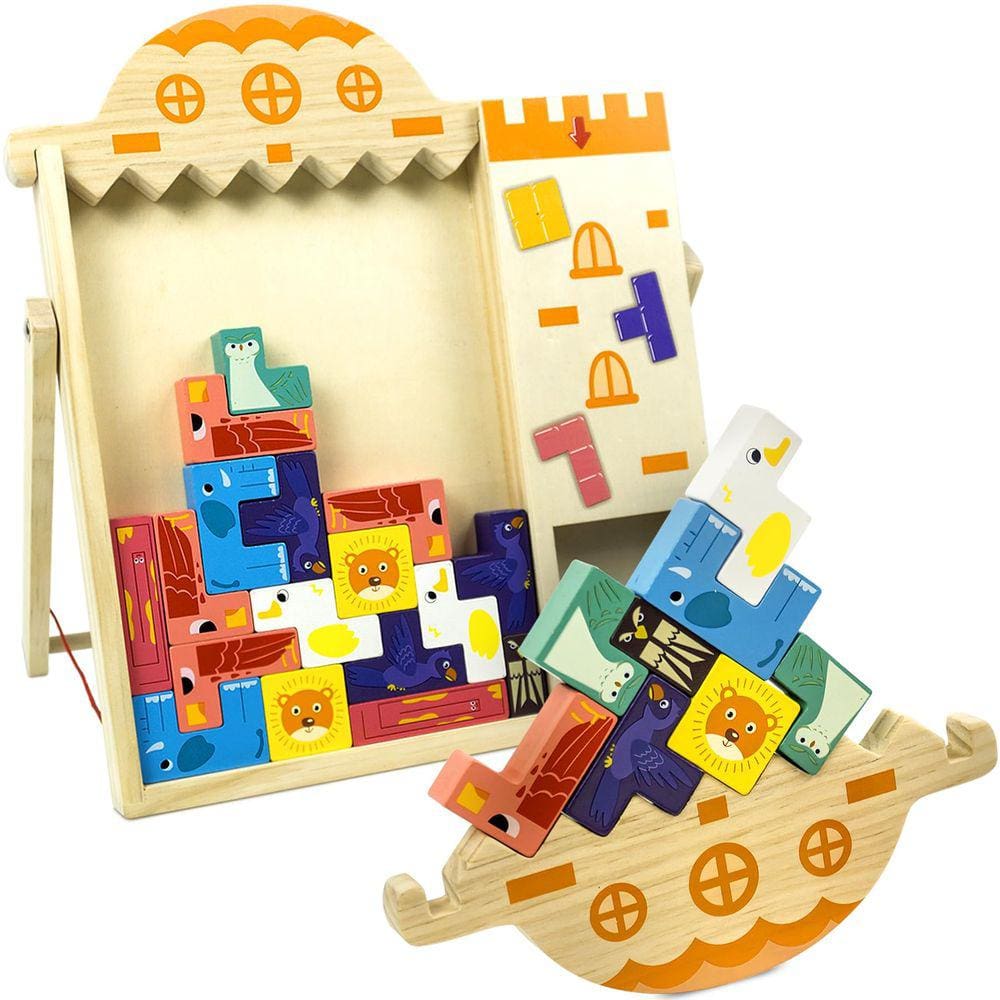 Quebra-cabeça de blocos de madeira MINIARTIS Tetra Tower 35 unidades com placa