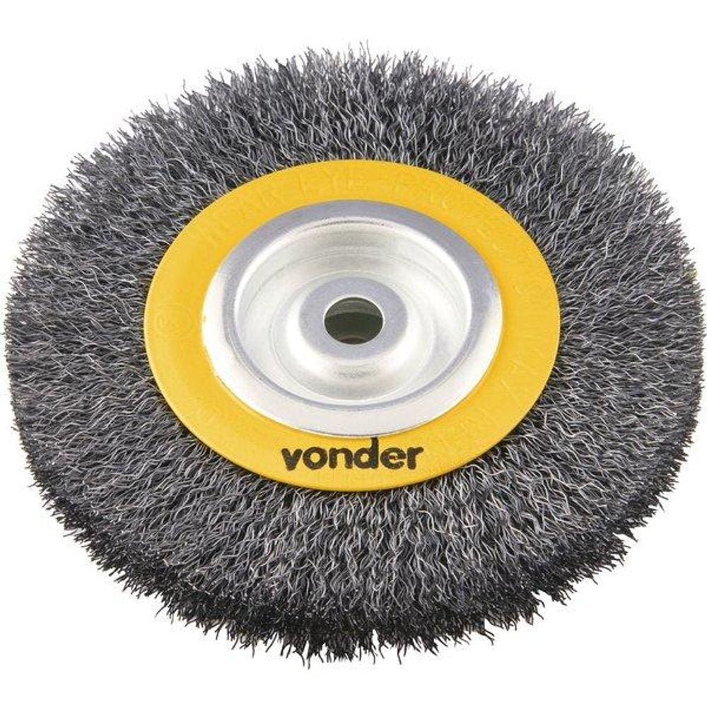 Escova Circular Ondulada 6x1  Furo 5/8  Aço Carbono Polido 6