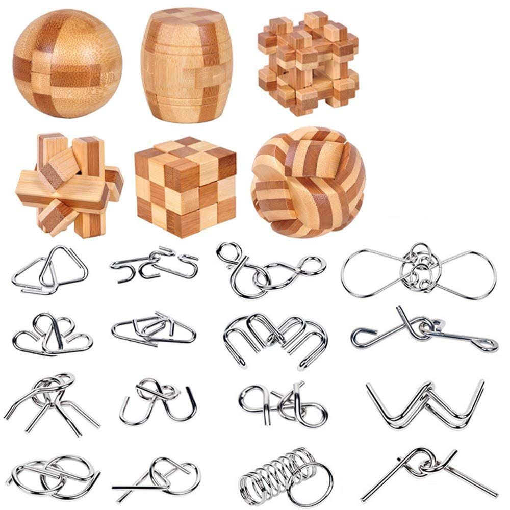 Conjunto de quebra-cabeças Brain Teasers XUANSHUO, 22 unidades para crianças e adultos