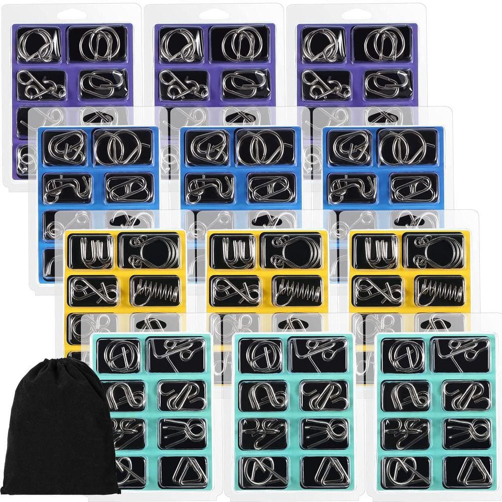 Conjunto de quebra-cabeças de metal Lenwen, 96 unidades com bolsa para teste de QI para adultos