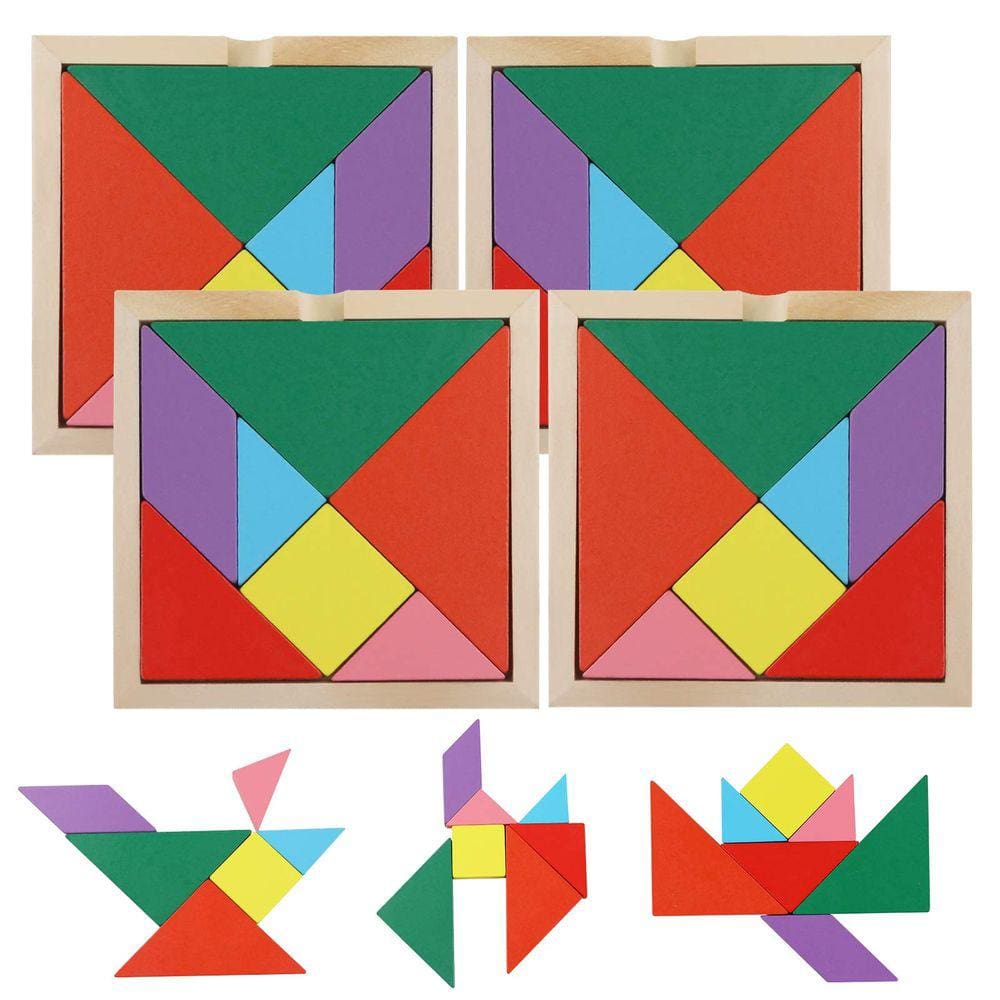 Tangram Puzzle, 3 lontras, quebra-cabeças Tangrams de madeira, 28 unidades