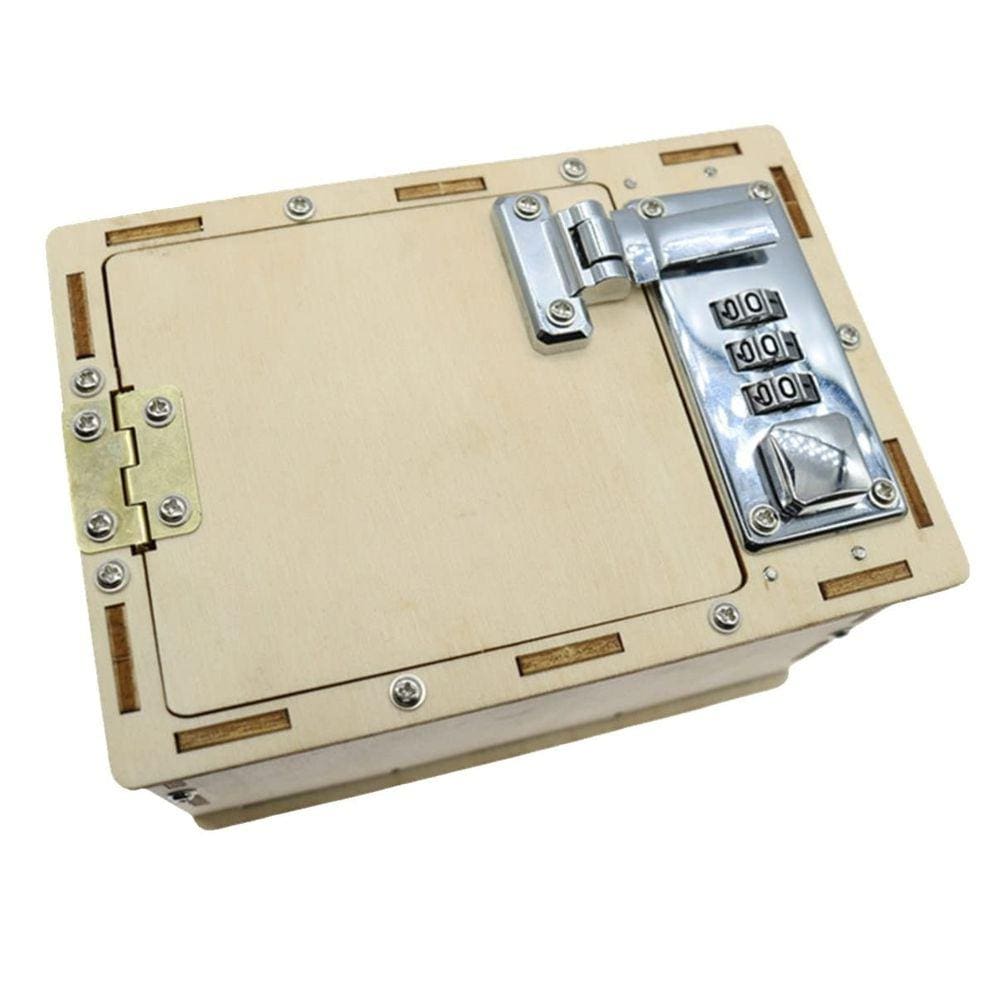 Quebra-cabeça mecânico Lockbox Toy jojofuny Wood DIY para crianças