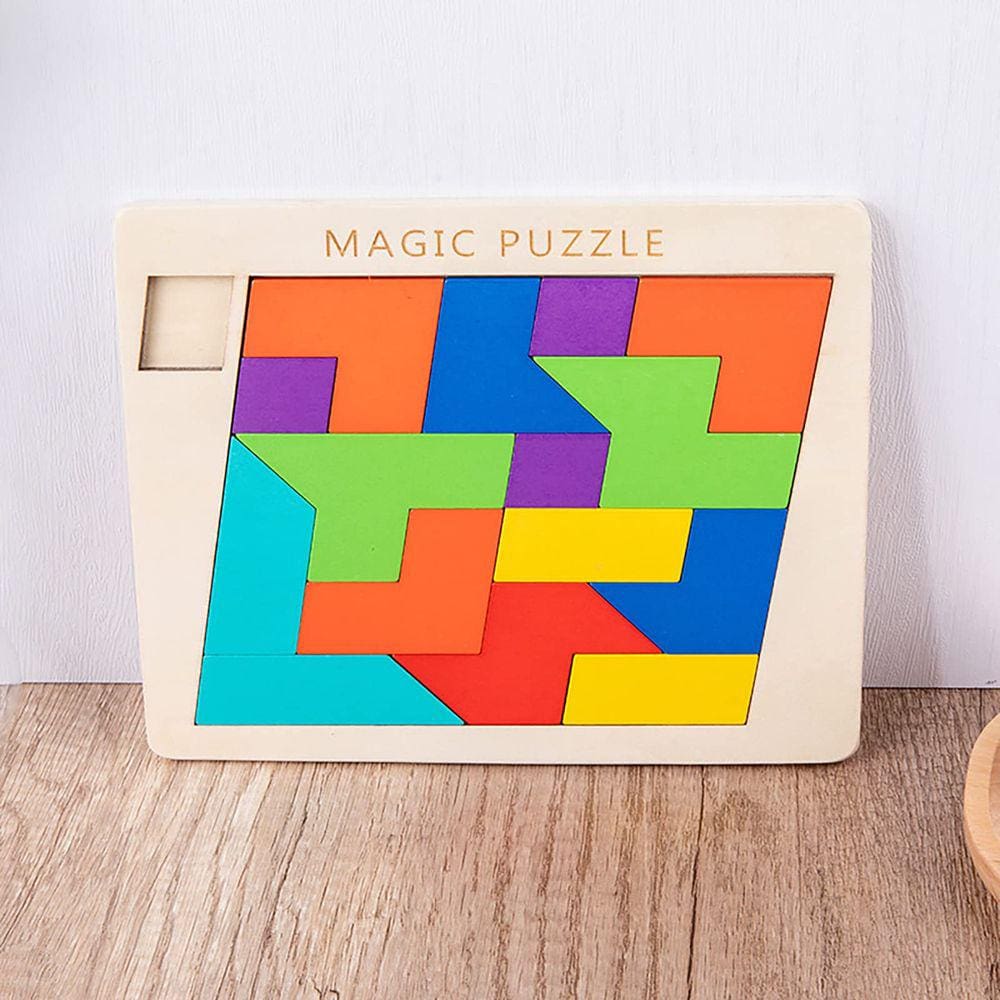 Quebra-cabeça de blocos de madeira Brain Teasers Toy Tangram para crianças