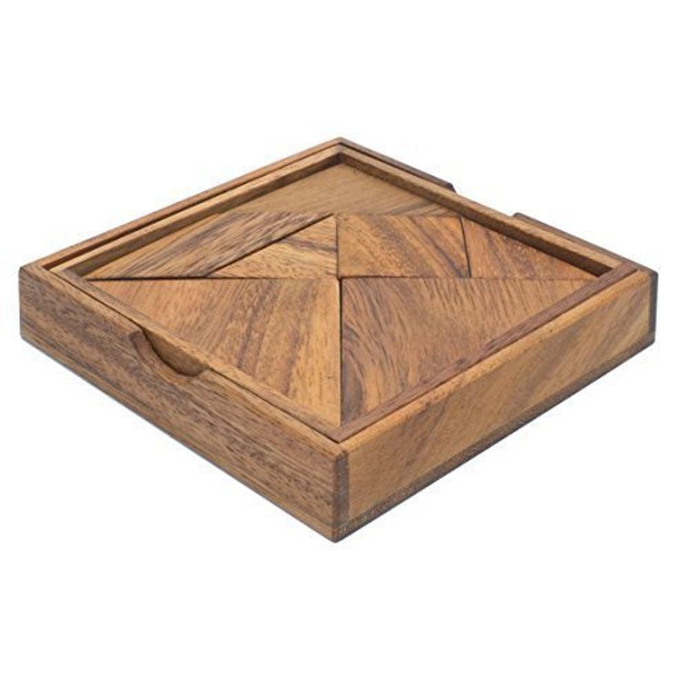 Quebra-cabeça Tangram de madeira SiamMandalay Deluxe feito à mão com presente B