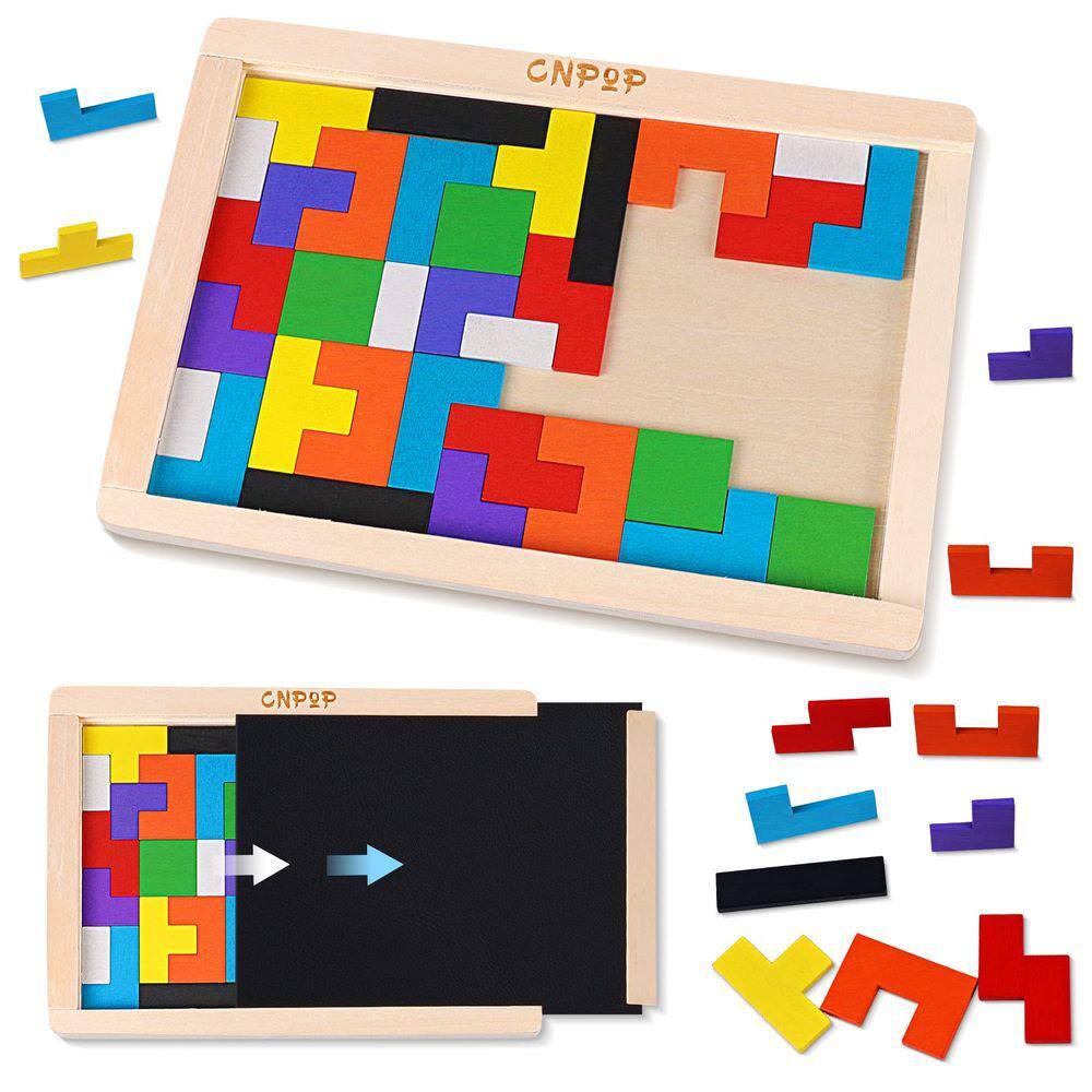 Quebra-cabeças de blocos de madeira Brain Teasers Toy Tangram Jigsaw 40 unidades
