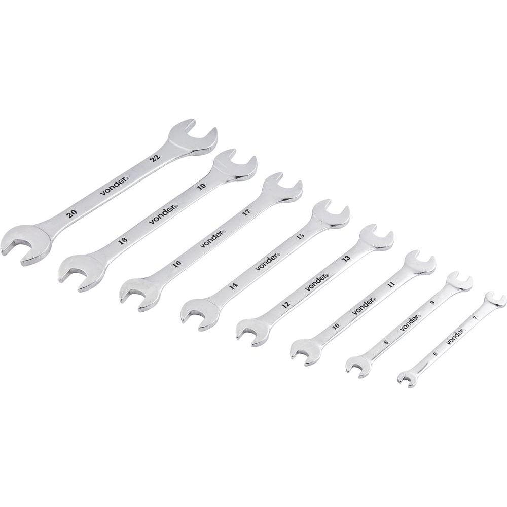 Jogo Chave Fixa 6-22mm Cromo Vanádio Cromada Com 8 Peças Est