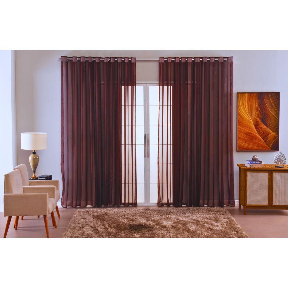cortina sala quarto voal liso delicate 400x2,80 transparente
