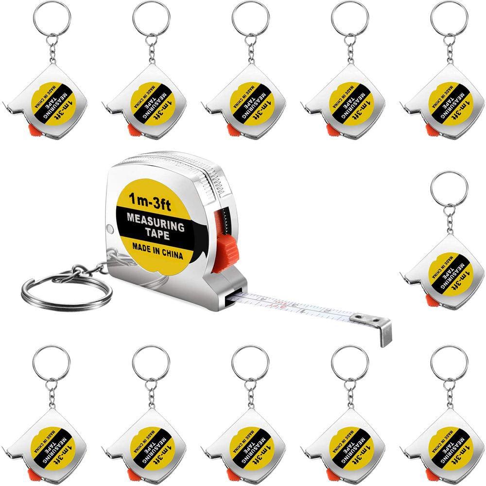 Chaveiro de fita métrica Meekoo 1,5 cm 12 peças douradas