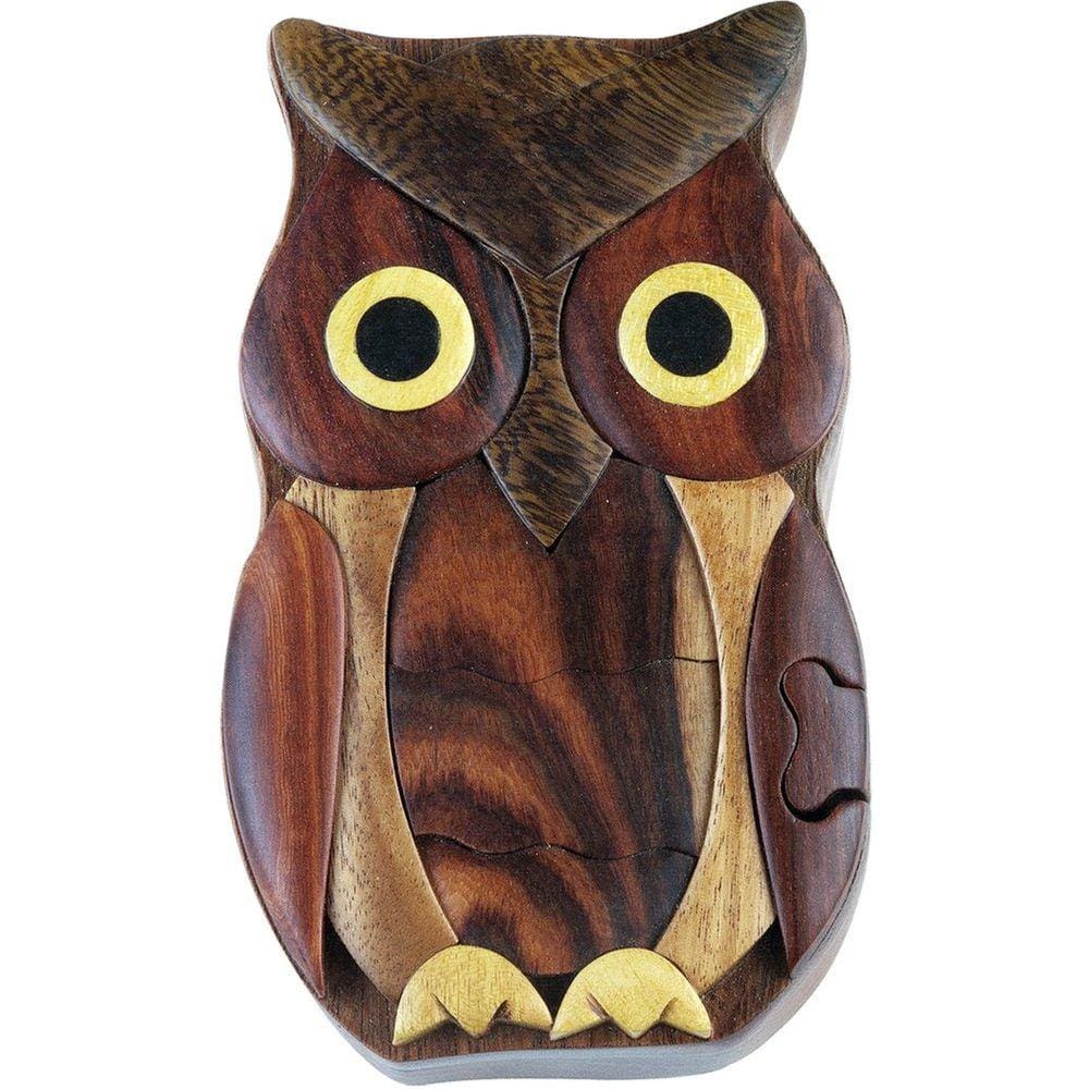Caixa de quebra-cabeça de madeira esculpida à mão no Vietnã Intarsia Wood Art