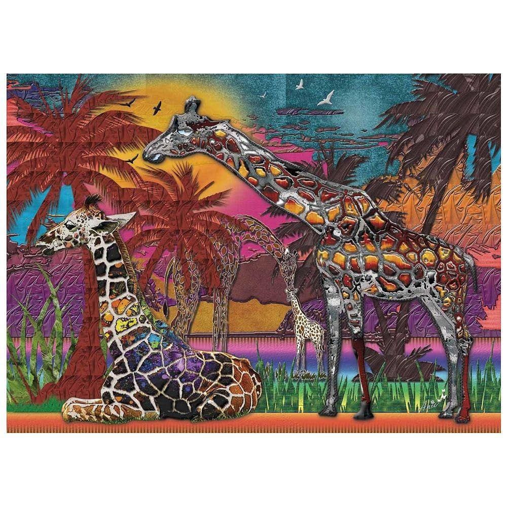 Quebra-cabeça Jacarou Rainbow Giraffes 1000 peças