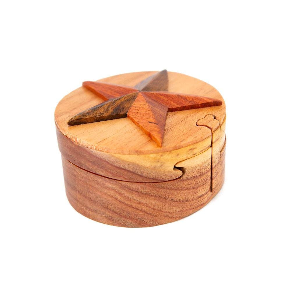 Puzzle Box Star All l Wood Intarsia Artesanato