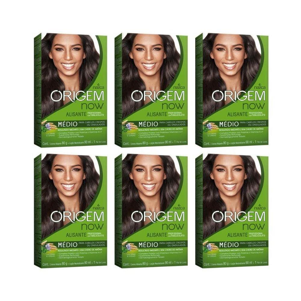 Creme Alisante Origem 80G Medio Ervas Cereais - Kit Com 6Un
