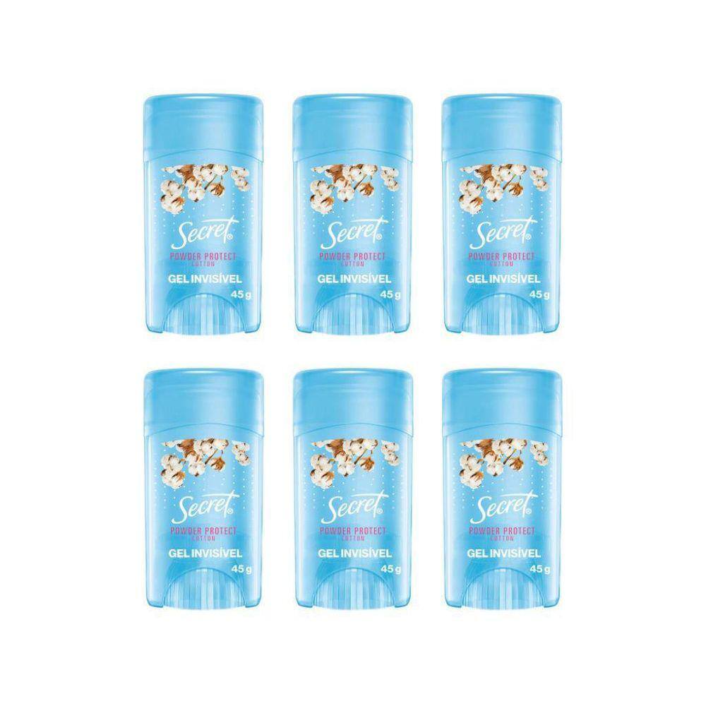 Desodorante Secret Clear Gel Cotton 45G - Kit Com 6Un
