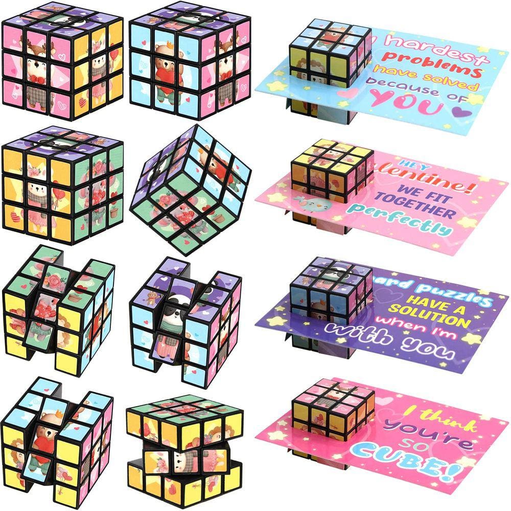 Cubos de Dia dos Namorados com cartas, pacote com 24 unidades, Puzzle Flip Cubes Kid