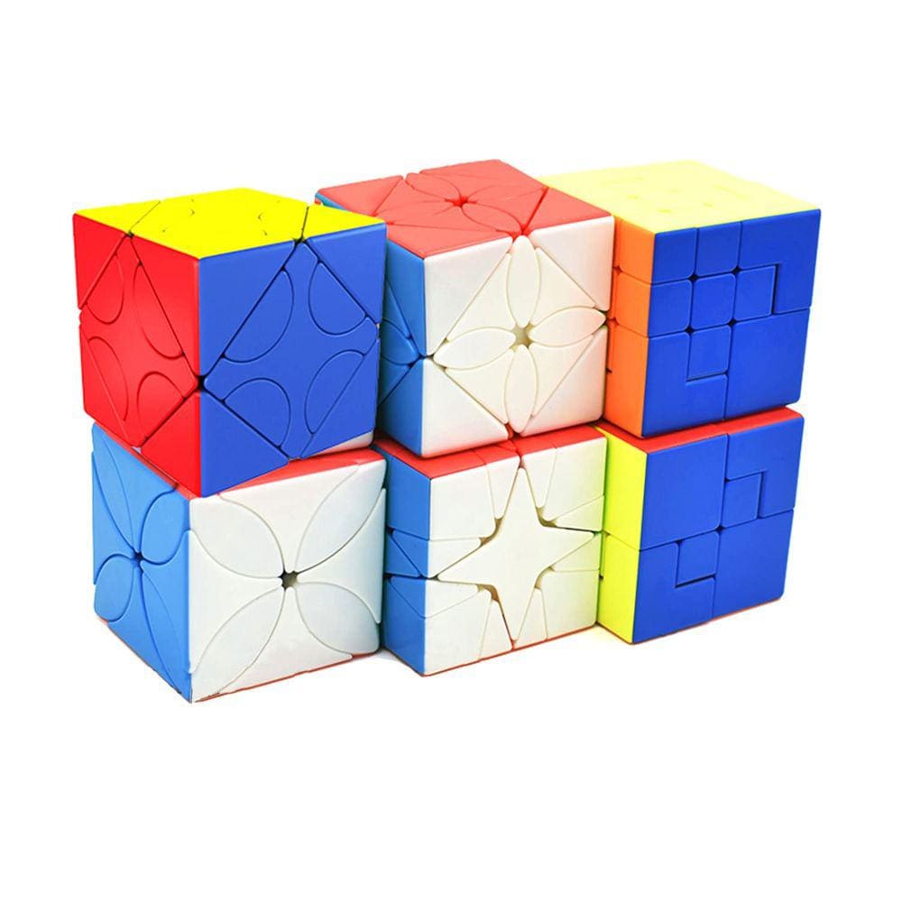 Conjunto de cubos de quebra-cabeça Yealvin Speed Cube, sem adesivo, 6 unidades