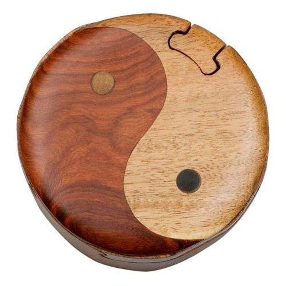 Caixa de quebra-cabeça Yin & Yang Secret feita à mão em madeira l