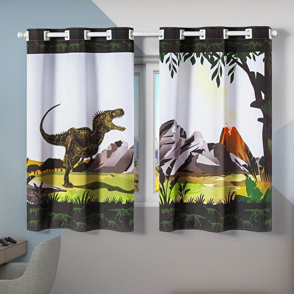 Cortina Infantil Quarto De Criança 2,00M X 1,30M Dinossauro