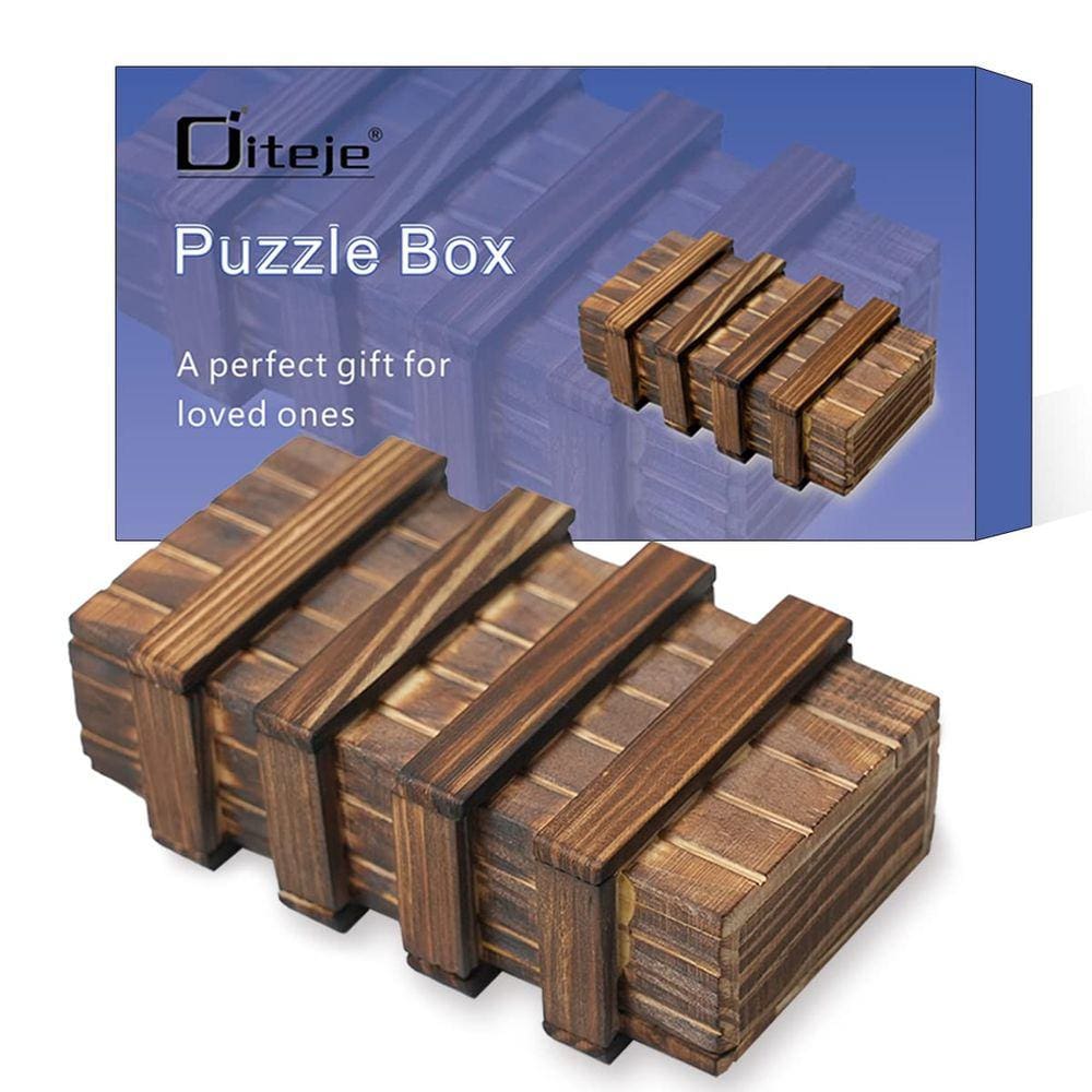 Caixa de quebra-cabeça Diteje Magic Wooden com compartimento secreto escondido