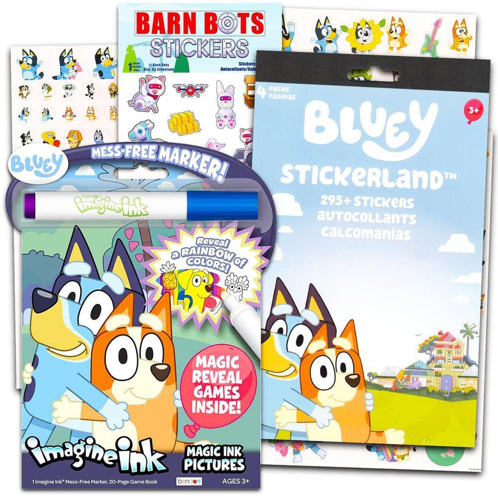 Pacote de livros Imagine Ink Bluey Activity Coloring Kids 4-8