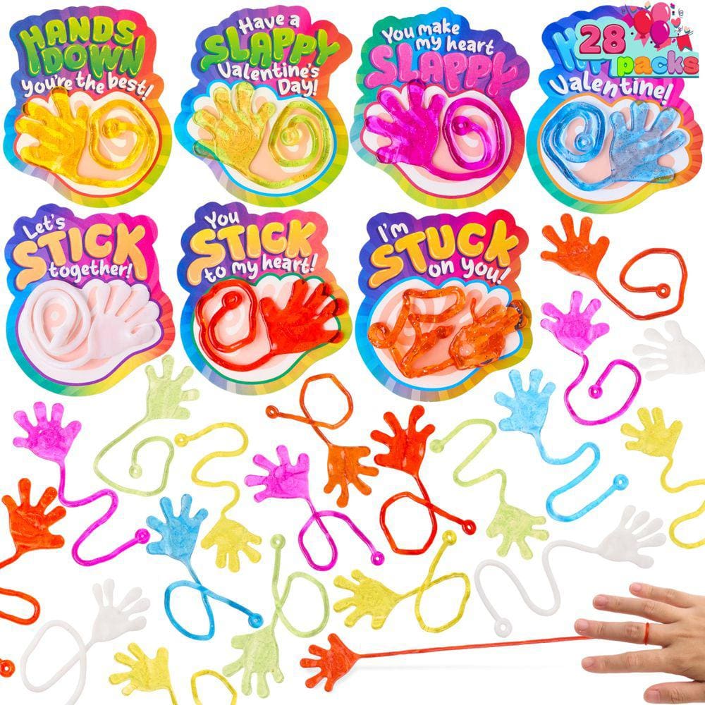 Sticky Hands JOYIN para Dia dos Namorados com cartões, pacote com 28, presente para crianças