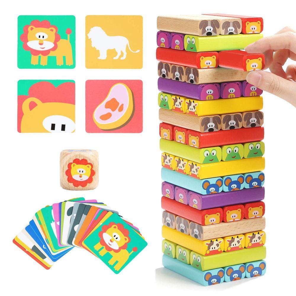 Jogos de tabuleiro empilháveis de blocos de madeira TOP BRIGHT Kids 4-8 anos