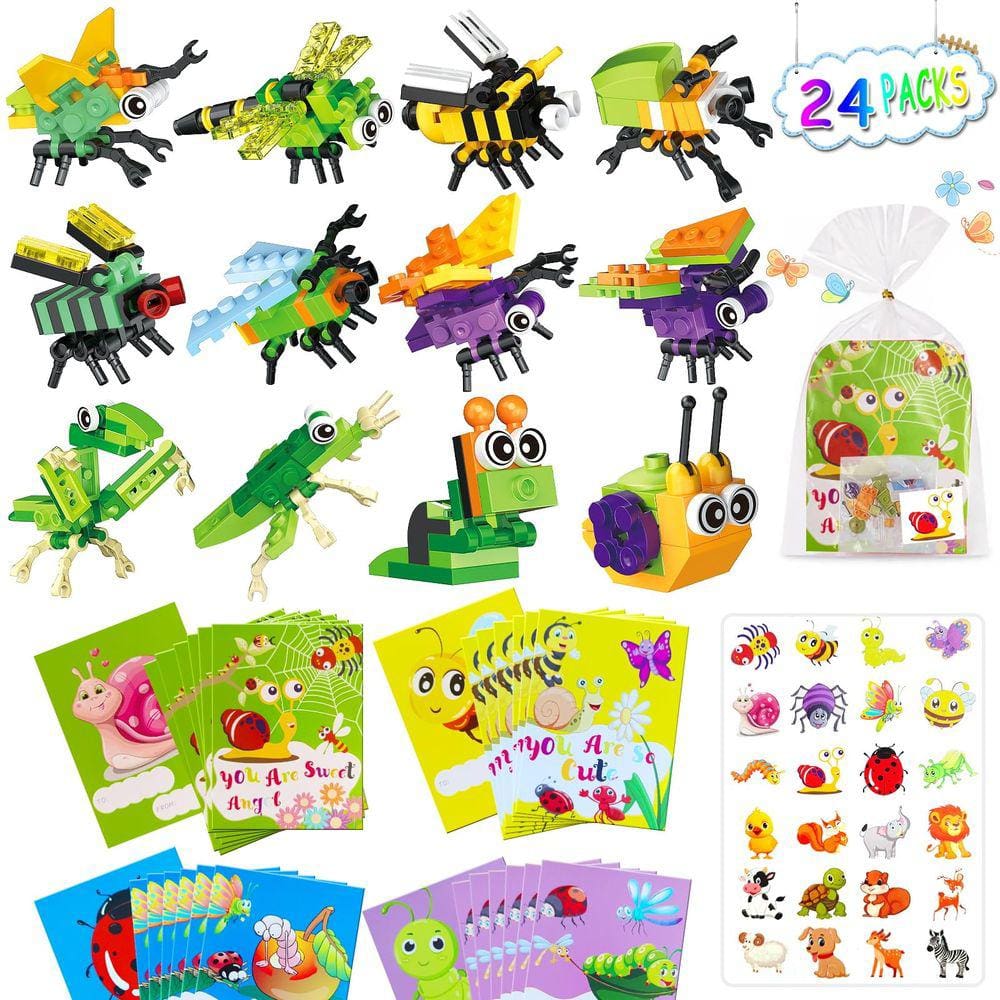 Conjunto de presentes Valentine Insect Building Blocks para crianças com cartões