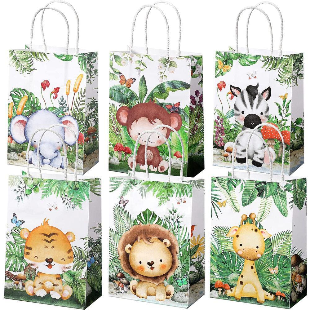 Bolsas de presentes Safari Jungle Party Favor com alças, 24 unidades
