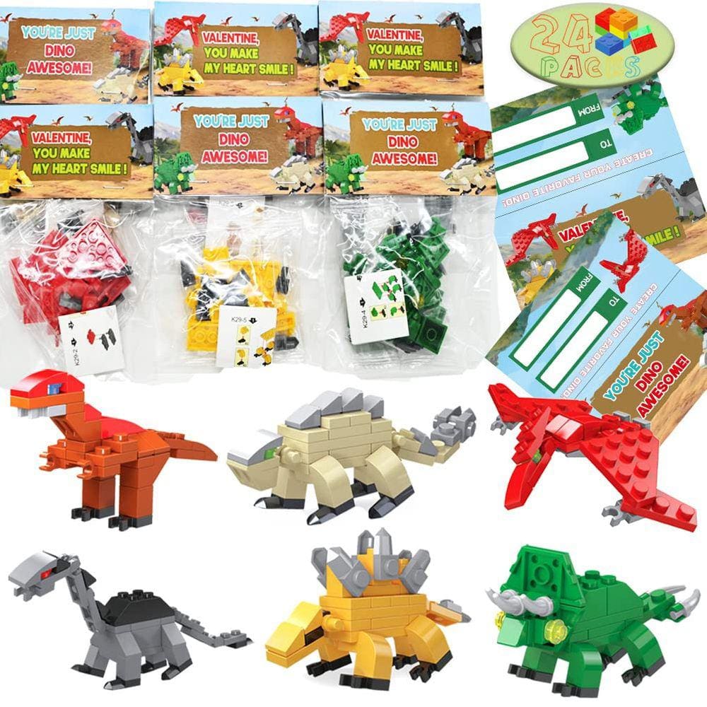 Blocos de construção de dinossauros WODMAZ, 24 pacotes para crianças de mais de 3 anos