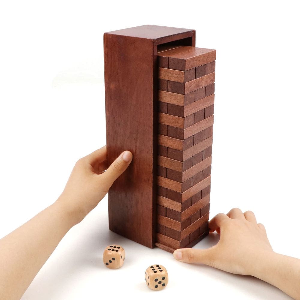 Jogo de empilhamento de blocos de madeira Canuan Tumbling Tower 54 unidades