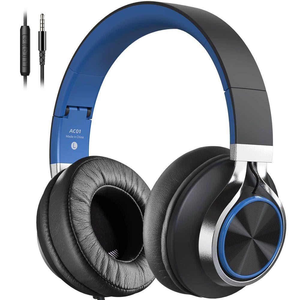 Fones de ouvido COOSII AC01 Over-Ear com fio com microfone preto Bl