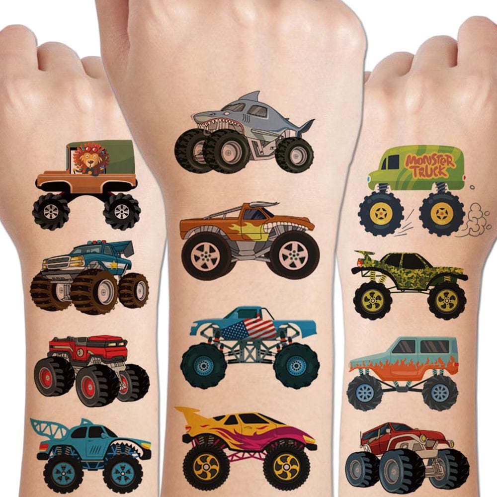 Tatuagens temporárias CHARLENT Monster Truck para crianças - 10 folhas