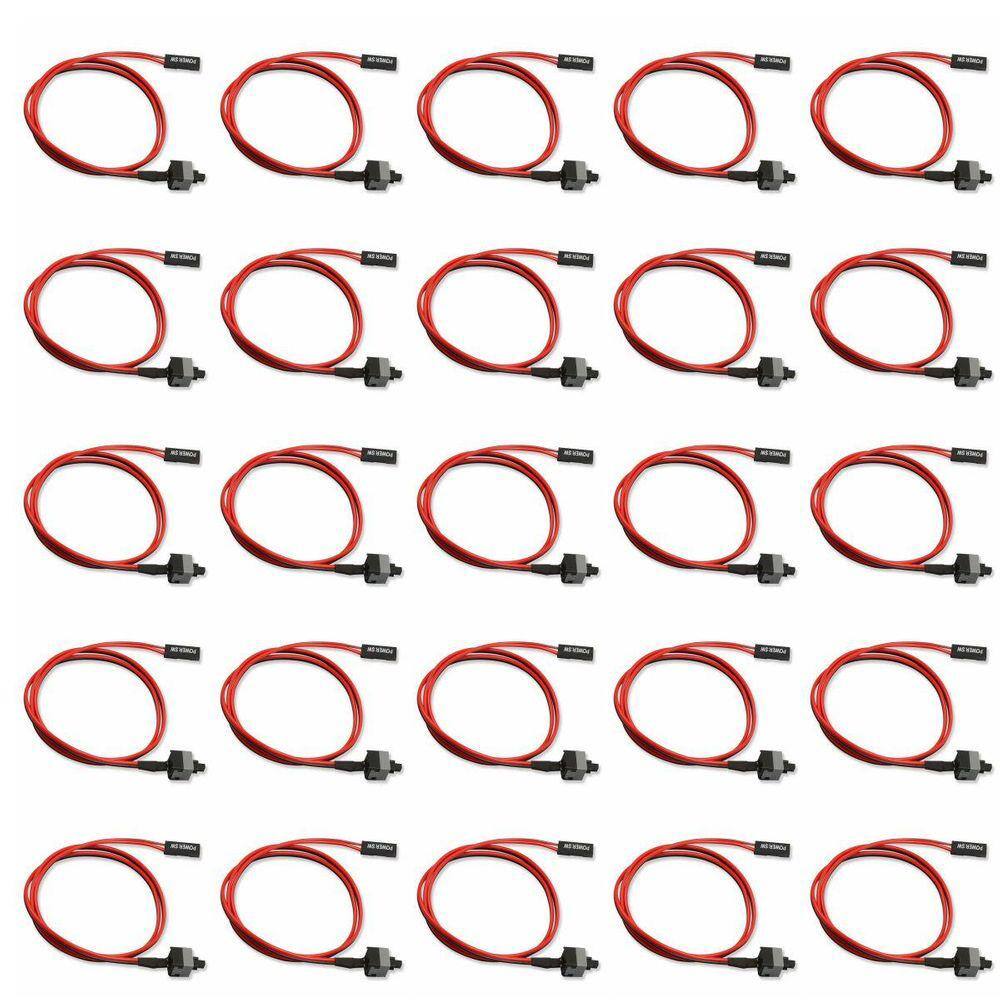 Kit 25x Cabo Botão Power SW Reset On Off Interruptor Para Ligar Gabinete PC Computador ATX Mineração