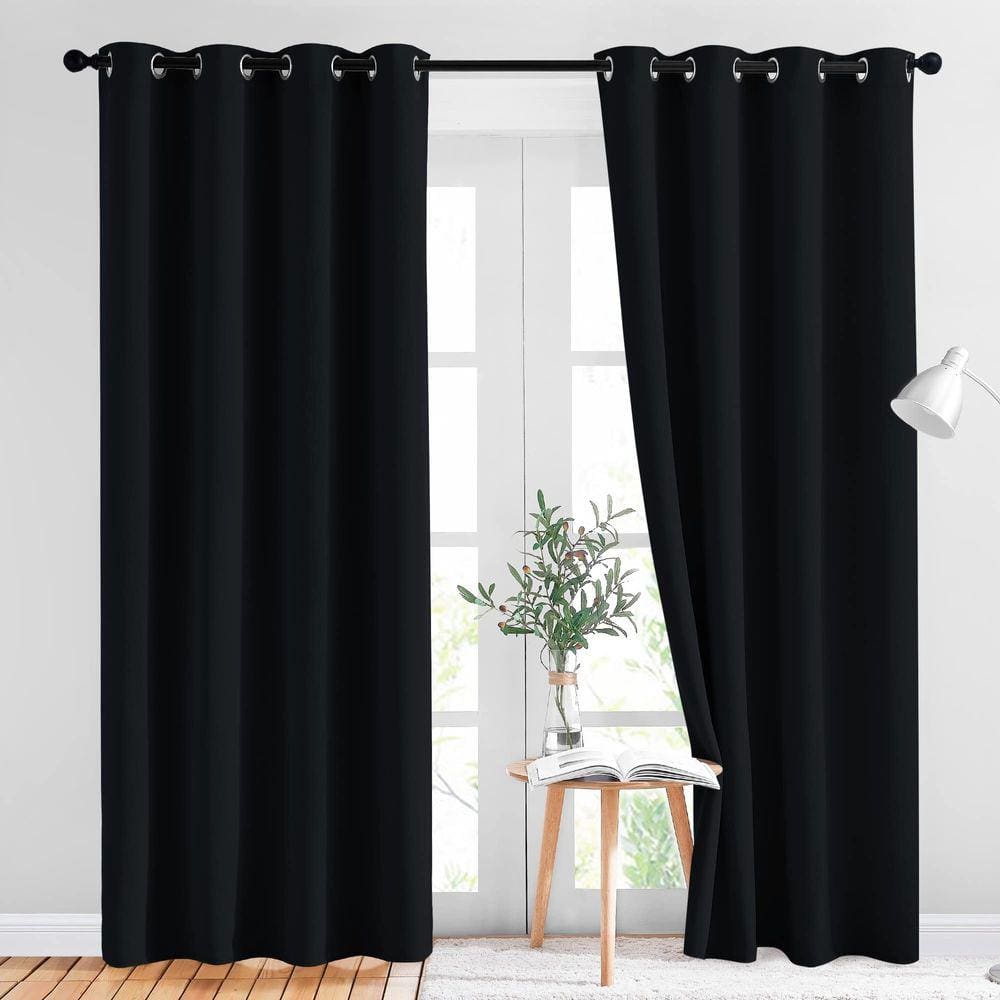 Cortinas Blackout NICETOWN Black 213 cm com isolamento térmico