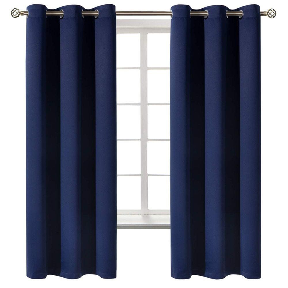 Cortinas Blackout BGment com isolamento térmico azul marinho 42x63cm