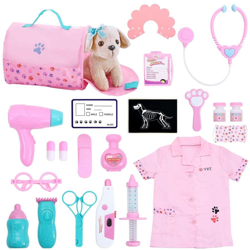 Toy Doctor Kit Holycco para crianças com conjunto Vet Play para meninas de 3 a 6 anos