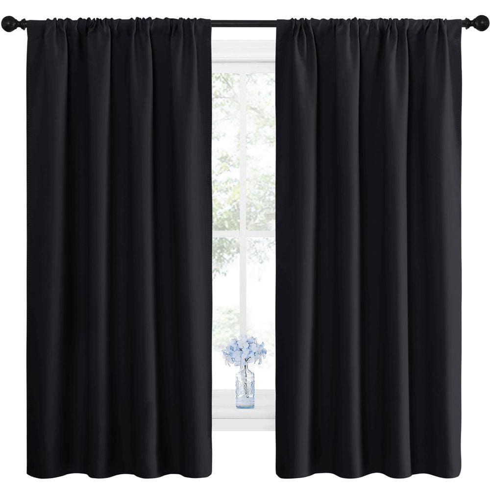 Cortina Blackout NICETOWN Halloween preta 107x160cm 2 painéis