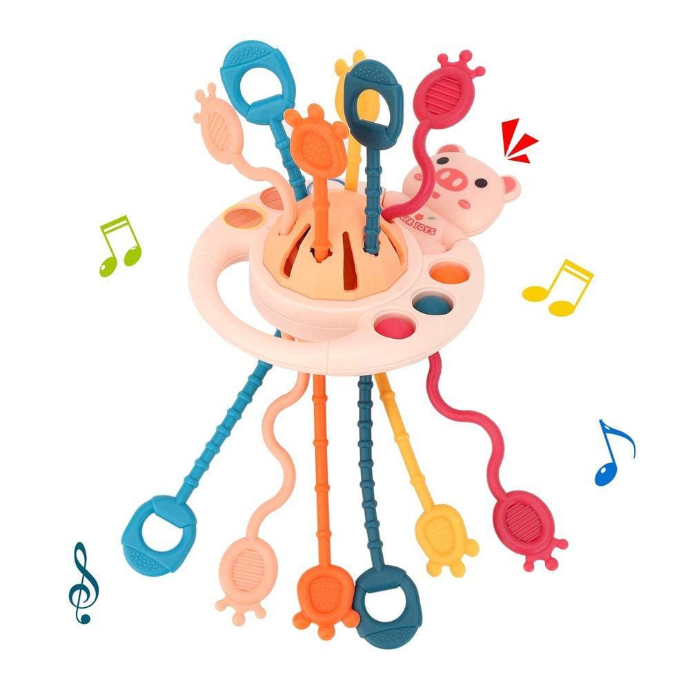 Brinquedo sensorial iCool Montessori Pull String Ropes com chocalho 18+