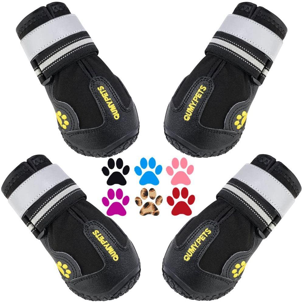 Sapatos para cães QUMY para cães grandes, botas médias para cães pretas tamanho 6