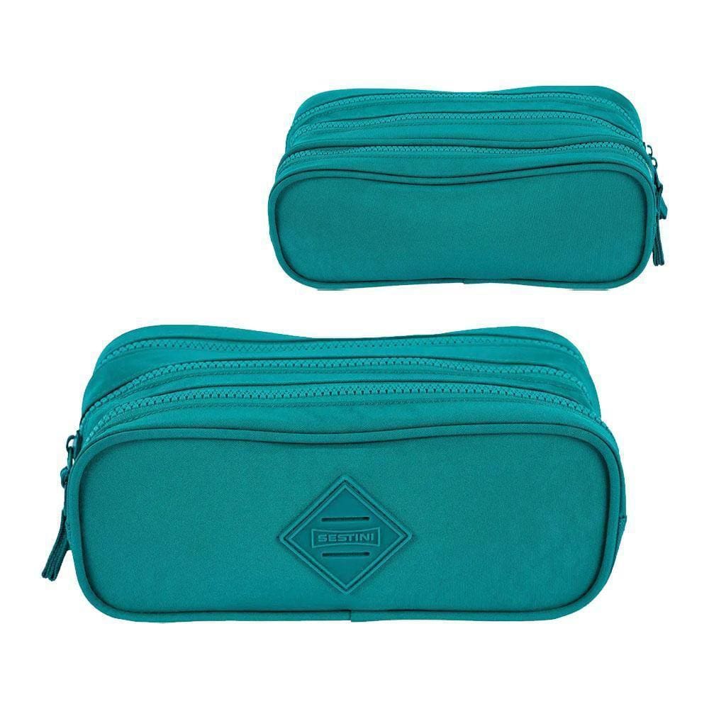 Estojo 3 Divisórias Crinkle Verde Jade Sestini
