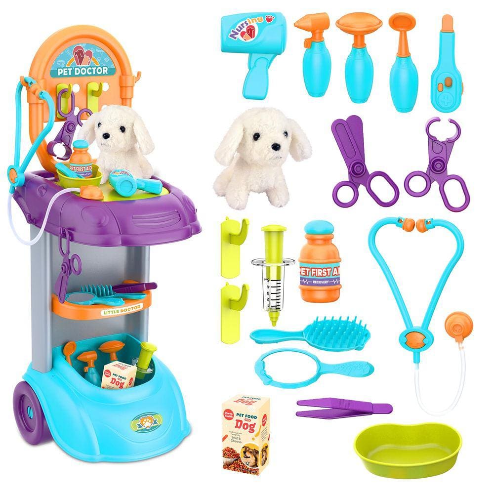 Kit Doctor Cart TOYMNI para crianças de 3 a 5 anos com 18 peças de brinquedos