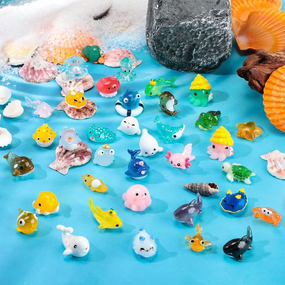 Mini estatuetas Quinclay Ocean Animals Resin Axolotl 36 unidades