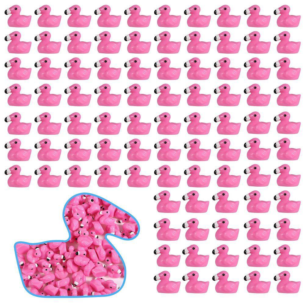 Estatuetas Mini Flamingo HAKFOO 100 unidades de resina rosa para decoração