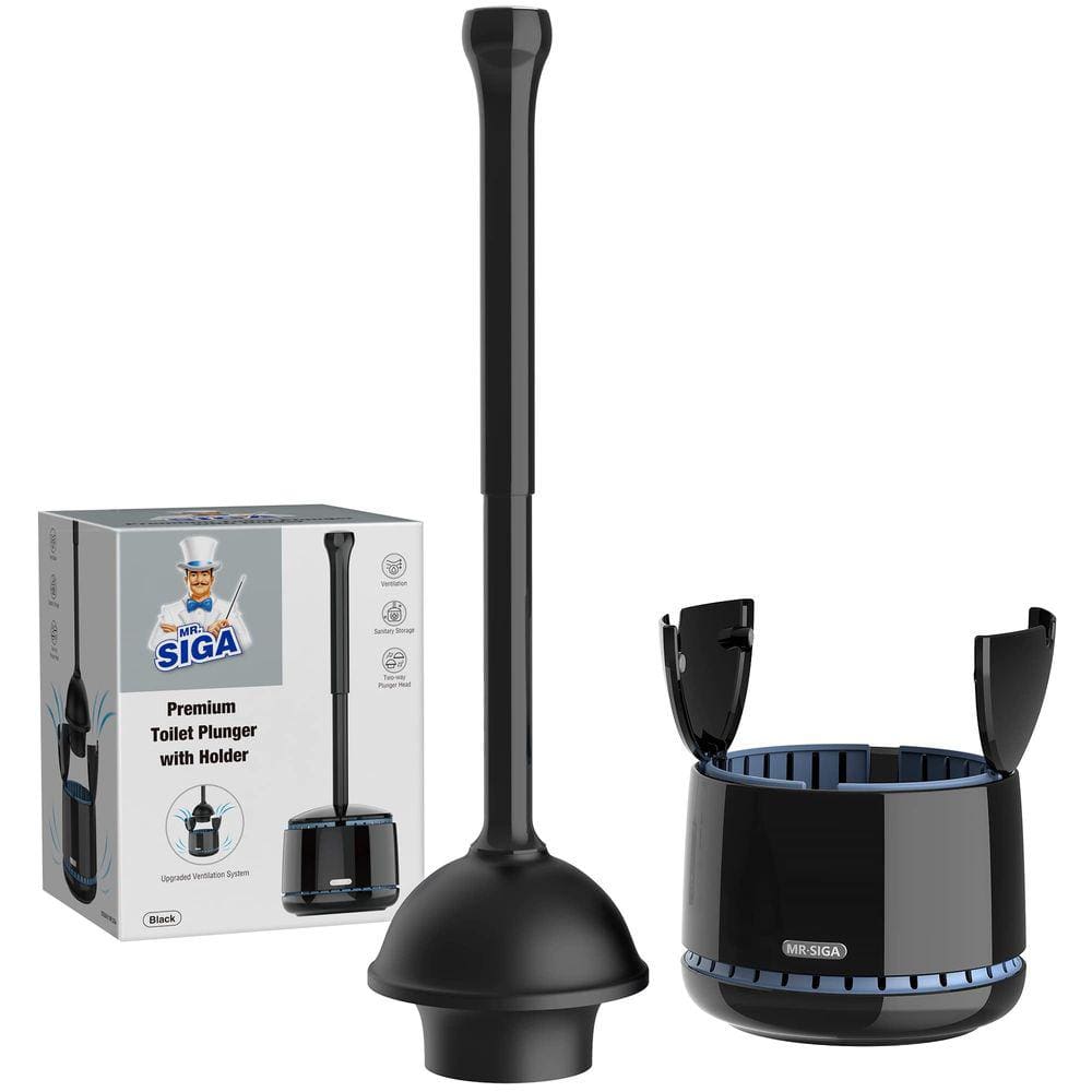 Êmbolo de vaso sanitário MR.SIGA Heavy Duty com suporte de banheiro preto