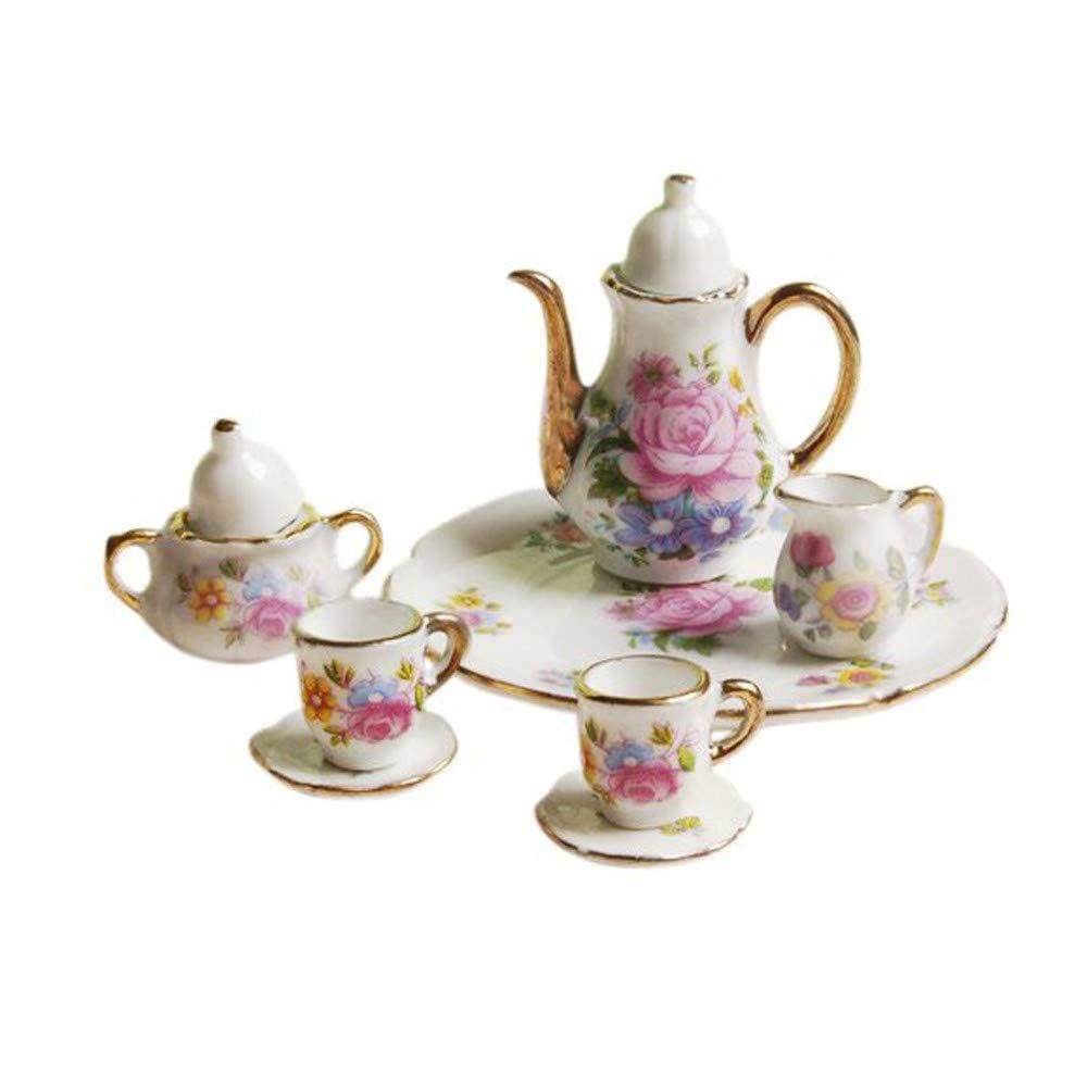 Conjunto de chá SXFSE 1/6 para decoração de casa de bonecas e acessórios de cozinha