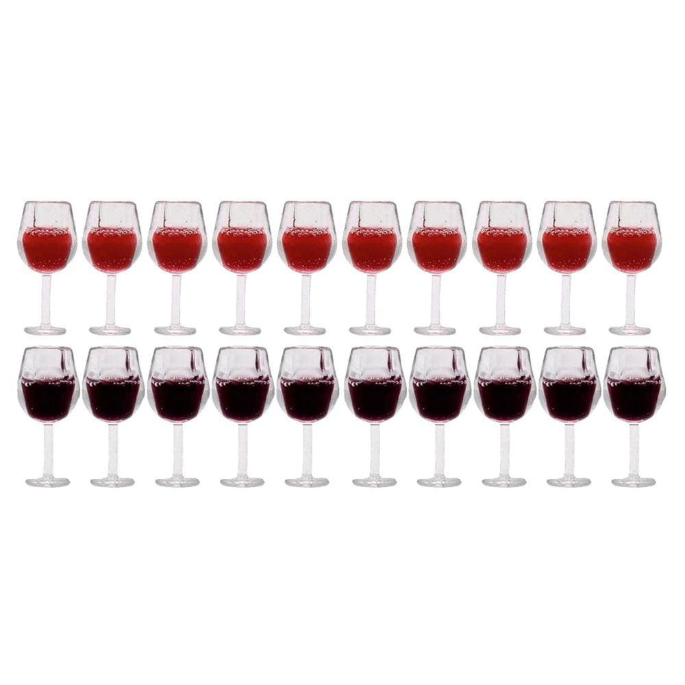 Copos de vinho em miniatura Dollhouse, escala 1:12 x20