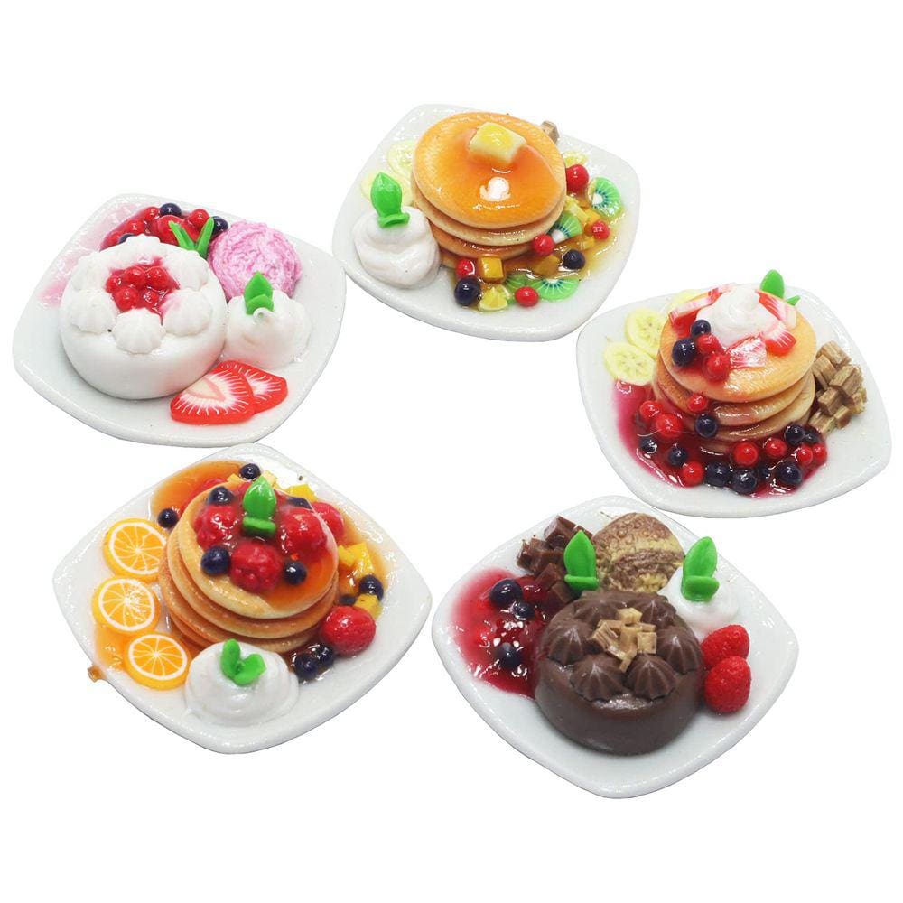 Dollhouse Miniatures Pancake & Cake Food ThaiHonest x5 1:6