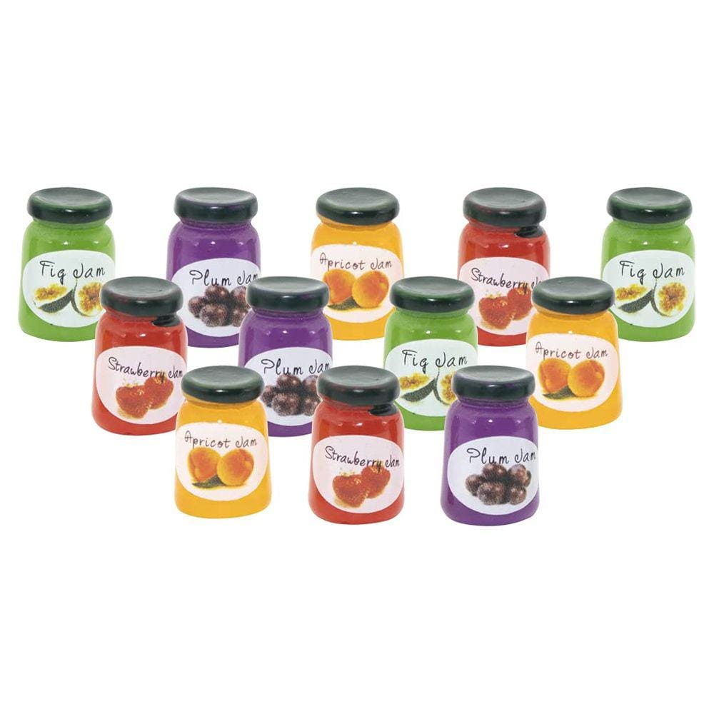 Conjunto Miniature House Food Jam Set Hiawbon, escala 1:12 - 12 unidades