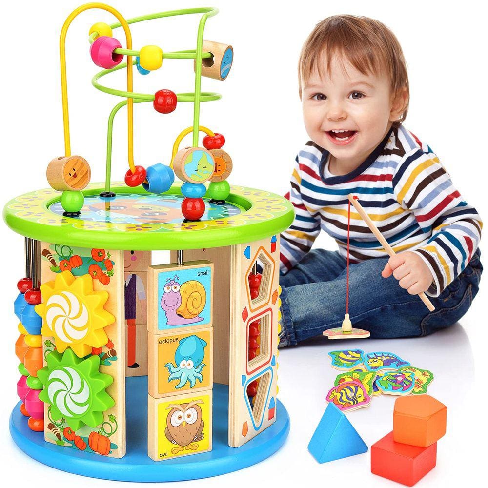 Brinquedo educativo Activity Cube Victostar 10 em 1 Bead Maze